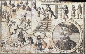 Juan Ponce combat les indigènes de Floride - Spanish School