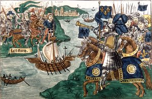 Le roi Louis IX et les croisés arrivant à Carthage en 1270 - Spanish School