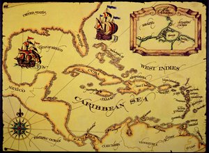 Carte de la mer des Caraïbes - Spanish School