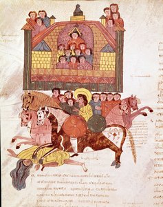 Page de bible mozarabe : mort de la reine Jézabel - Spanish School
