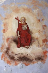 Église paroissiale de Conques. Intérieur. La nef. Les voûtes. (détail) Peintures murales de J Oromí. 1881. Baroque.