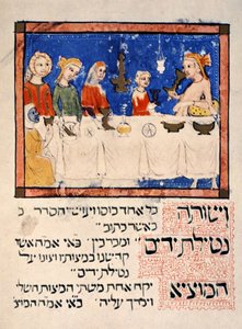 Reproduction du repas de la Pâque, de la Haggadah de Sarajevo