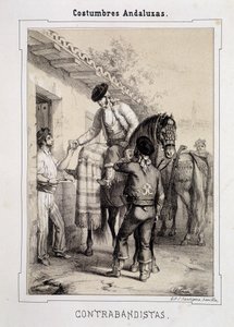 Contrebandiers, « Costumes andalous » par D Antonio Chaman - Spanish School