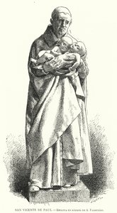 Saint Vincent de Paul, prêtre catholique français, statue en marbre de Jean Alexandre Joseph Falguière