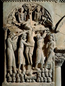 La Descente de Croix, Maître de Saint Dominique de Silos (12ème siècle). Relief sur pierre - Spanish School