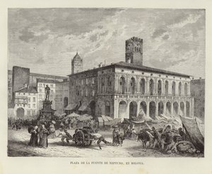 La Fontaine de Neptune à Bologne, Italie - Spanish School