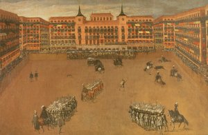 La Place Principale de Madrid pendant la Fête du Grand Taureau - Spanish School