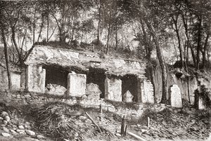 La façade du palais de Palenque, sud du Mexique