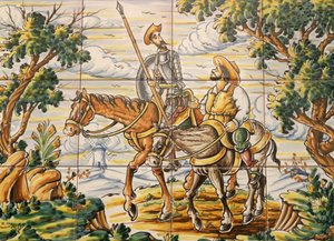Carreaux représentant Don Quichotte et Sancho Panza
