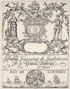 Étiquette commerciale de la Compagnie des mers du Sud - Spanish School