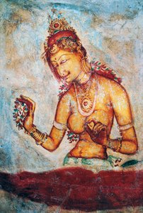 Les demoiselles de Sigiriya, fresque, site archéologique de Sigiriya (Liste du patrimoine mondial de l