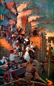 Le grand incendie de Londres en 1666, vers 1920