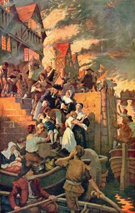 Le Grand Incendie de Londres en 1666, illustration de 