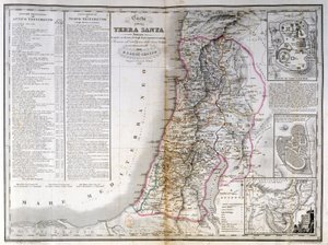 Carte de la Palestine montrant également les frontières de chaque tribu. A. Stucchi - Stanislao Stucchi