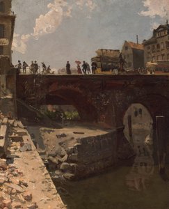 Pont dans une ville française - Stanislas Victor Edouard Lepine