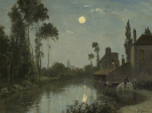 Rivière au clair de lune, vers 1866-70 - Stanislas Victor Edouard Lepine