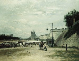 Le Quai de Louviers au Pont Sully, vers 1875 - Stanislas Victor Edouard Lepine