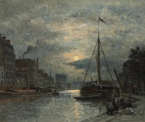Le Canal Saint-Martin au Clair de Lune - Stanislas Victor Edouard Lepine
