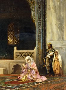 Une femme turque priant dans la Mosquée Verte, Bursa - Stanislaus von Chlebowski
