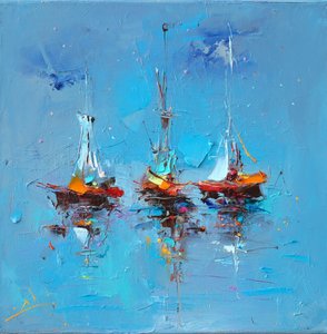 Reflet de bateaux colorés