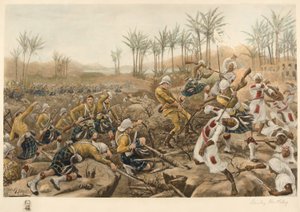 Les Highlanders de Cameron prenant une palissade, Atbara, 8 avril 1898 (photolithographie) - Stanley Berkeley