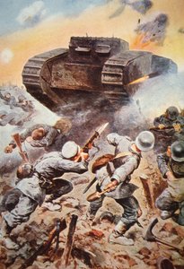 Char britannique en action contre les Allemands sur le front occidental pendant la Première Guerre mondiale - Stanley L. (after) Wood