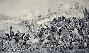La brigade de Godby faisant une résistance courageuse entourée par les Sikhs, bataille de Chilianwala - Stanley L. (after) Wood