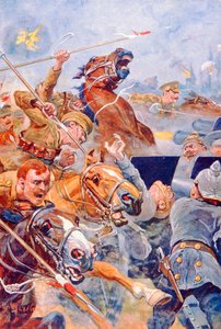 La charge des 9e lanciers pendant la retraite de Mons - Stanley L. (after) Wood