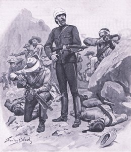 Colonel Buller à la montagne Inhlobane, mars 1879, illustration de British Battles on Land and Sea, 1915 - Stanley L. Wood