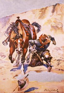 Cowboy poursuivi par des Indiens - Stanley L. Wood