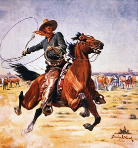 Cow-boy avec lasso - Stanley L. Wood