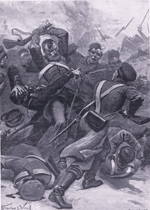 Inkerman : Le 55e régiment (2e Border) chargeant les Russes, illustration de British Battles on Land and Sea, 1915