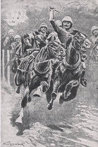 Lieutenant Maclaine apportant les canons à Maiwand, 17 juillet 1880, illustration de British Battles on Land and Sea, 1915 - Stanley L. Wood