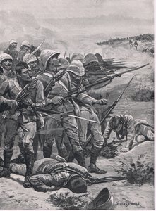La place à ABU-Kru, 19 janvier 1885, illustration de British Battles on Land and Sea, 1915