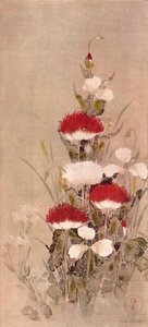 Coquelicots, blé et fleurs de natane, 17ème siècle - Sôtatsu