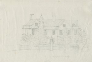 Madeley - Maison de [?M. Young] : dessin au crayon, nd [?18e siècle] - Stebbing Shaw