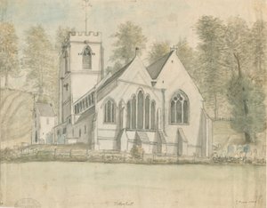 Église de Tettenhall: aquarelle, nd [c 1794] - Stebbing Shaw