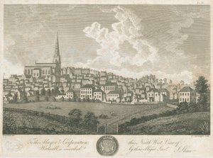 Walsall Town - Vue du nord-ouest : gravure, vers 1798 - Stebbing Shaw