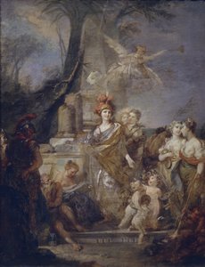 Catherine II en Minerve dans le cercle des Muses