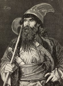 Cheikh en grande tenue, gravure par F Gamberoni d