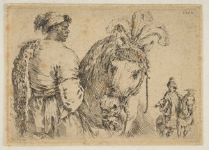 Un homme noir nourrissant un cheval, vers 1662 - Stefano della Bella