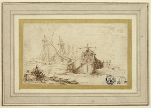 Galère toscane et autres navires près du rivage
