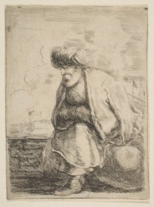 Un vieux Turc assis sur une pierre, vers 1662 - Stefano della Bella