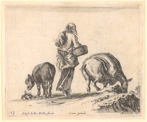 Paysanne avec deux ânes - Stefano della Bella