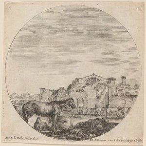 Thermes de Dioclétien et berger dormant, 1646 - Stefano della Bella