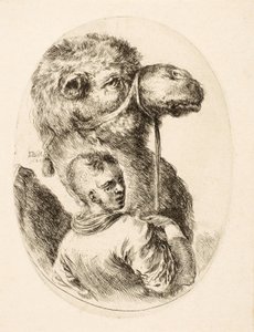 Garçon tenant un chameau par la bride, de Plusieurs Têtes Coiffées à la Persienne, pub. c. 1650
