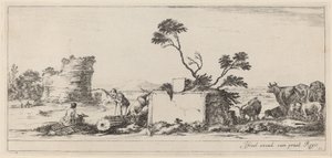 Scène de campagne avec artiste dessinant, avant 1647 - Stefano della Bella