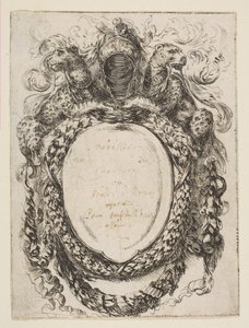 Cartouche couronné par un casque et des léopards, 1647 - Stefano della Bella