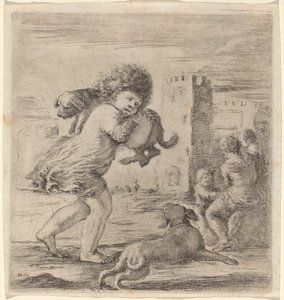 Enfant portant un chiot - Stefano della Bella