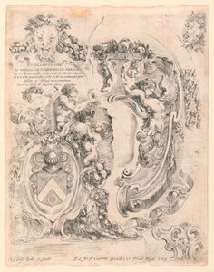 Armoiries et détails pour armoiries, n° 2 de "Raccolta di varii cappriccii et nove inventioni di cartelle et ornamenti" - Stefano della Bella